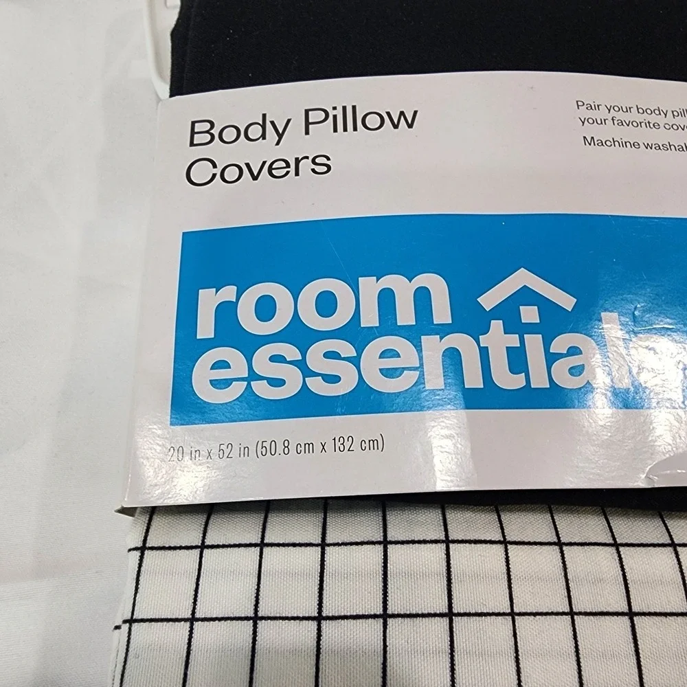 Body Pillow Covers 2 Pack Black And White Square 20x52 In Brand New Room...